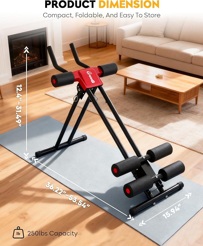 Ab Machine Ab Trainer Machine : Adjustable Ab Machine for Stomach Workout at Home Gym Ab Workout Foldable Core Strength Training Equipment Home Gym System