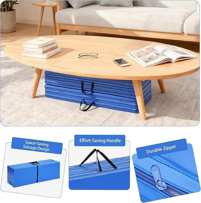 Outdoor Basic 6'x3'x2" Gymnastics Tumbling Mats Folding Panel Thick Gym Exercise Mat for Home