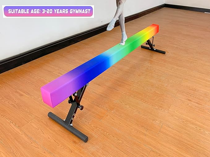 MARFULA Adjustable Balance Beam 8 ft Gymnastic Beam Adjustable Height for Kids and Teenage of All Gymnastic Levels, Gymnastic Training Beam Gymnastic Equipment for Athlete Home and Gym Club Use