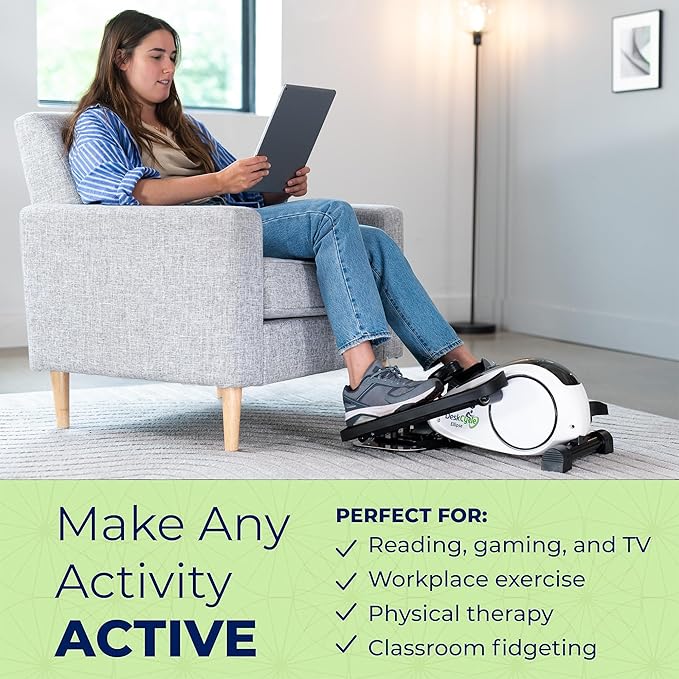 DeskCycle Ellipse Leg Exerciser - Under Desk Elliptical Machine and Foot Pedal Exerciser - Leg Exerciser While Sitting - Compact Under Desk Exercise Equipment