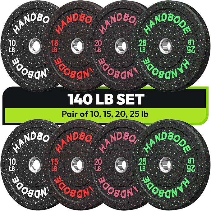 2-Inch Weight Plates High Bounce, Olympic Bumper Plate Set 45/100/160/190/260/300lb, Colored Weight Plates Set for Home Gym, Barbell Weights Rubber Strength Training Plate for Weight Lifting