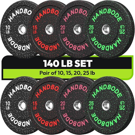 2-Inch Weight Plates High Bounce, Olympic Bumper Plate Set 45/100/160/190/260/300lb, Colored Weight Plates Set for Home Gym, Barbell Weights Rubber Strength Training Plate for Weight Lifting