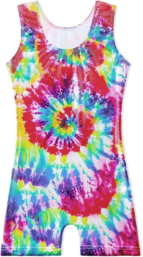 Leotards for Girls Gymnastics Toddler Dance Biketards Mermaid Unicorn Athletic Dance Wear Shiny Rainbow Blue Hotpink