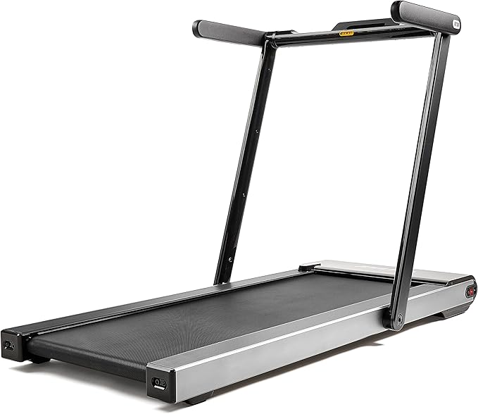Sunny Health & Fitness Slim Foldable Treadmill Fully Assembled, 17.7" x 49" Non-Slip Running Surface, 2.5 HP Motor, Speeds up to 8 MPH, Shock-Absorption, Device Holder, Digital Monitor, & Easy Storage