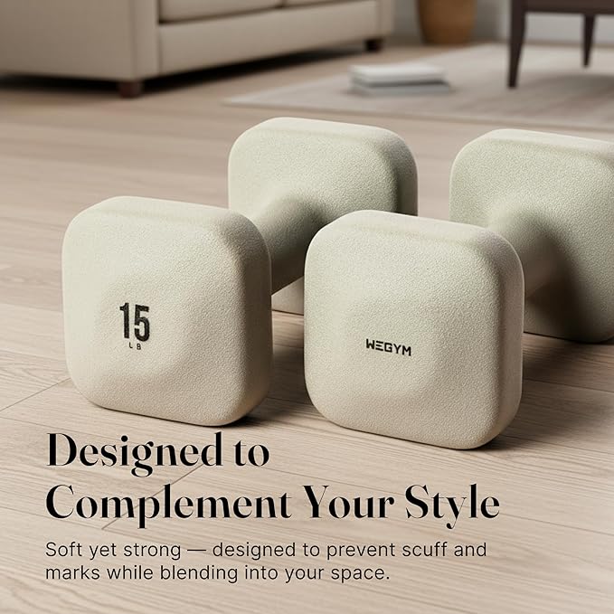WeGym SafeGrip Square Dumbbells with Anti Slip Handles, Aesthetic Free Weights for Home Workouts, Stable Design Prevents Rolling during Floor Exercises