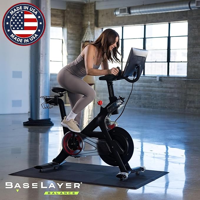 Baselayer Balance Series Interlocking Floor Tiles - Durable ½ in TPE (Rubber Like, NOT Foam, no Odor) - Gym Flooring for Cardio Equipment & Gymnastics - 15 SqFt (6 Pack) - Made in USA