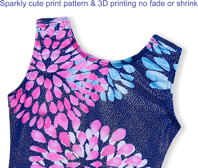 Domusgo Gymnastics Leotards for Girls Sparkly One-Piece Pro Kids Unitard Biketards with Shorts