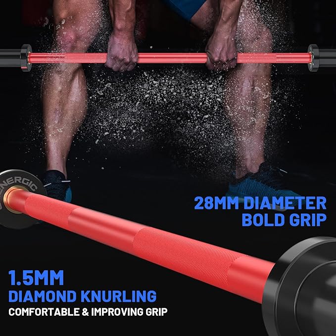 4ft Olympic Barbell - Heavy Duty Chrome Steel Weightlifting Bar for 2-Inch Plates, 500LBS Capacity Bar with Knurled Grip & Ball Bearings - Compact Strength Training Barbell for Men & Women Home Gym Workout