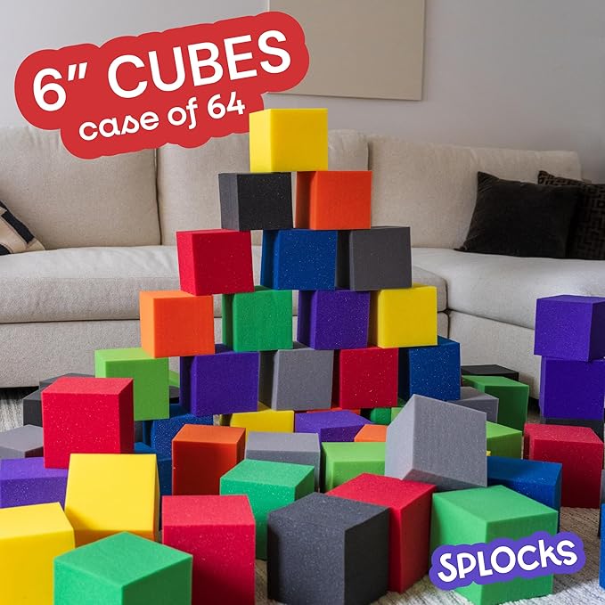 ENVIROLITE 6" Foam Cubes | Premium Quality Foam Cubes for Foam Pits | for BMX Pits, Trampoline Parks, Ninja Gyms, Gymnastics & Skatepark Foam Pits | 64 Foam Cubes