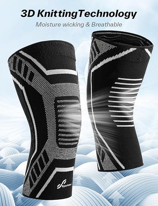 Sportneer Knee Brace with Dual Side Stabilizers – Maximum Support Compression Knee Sleeve for Men & Women, Anti-Slip Knee Support for Running, Workout, Arthritis, ACL & Pain Relief (Black, X-Large(19"-22"))