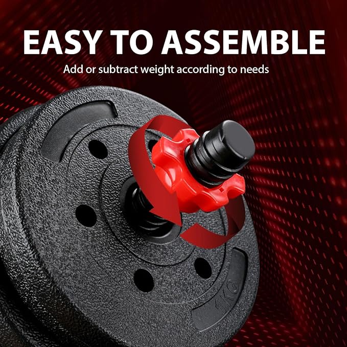 22LB Adjustable Dumbbell Set, Barbell with Thick Connecting Bumper Plate Combo for Strength Gym Training, Men and Women Free Weight Set Fitness Home Equipment