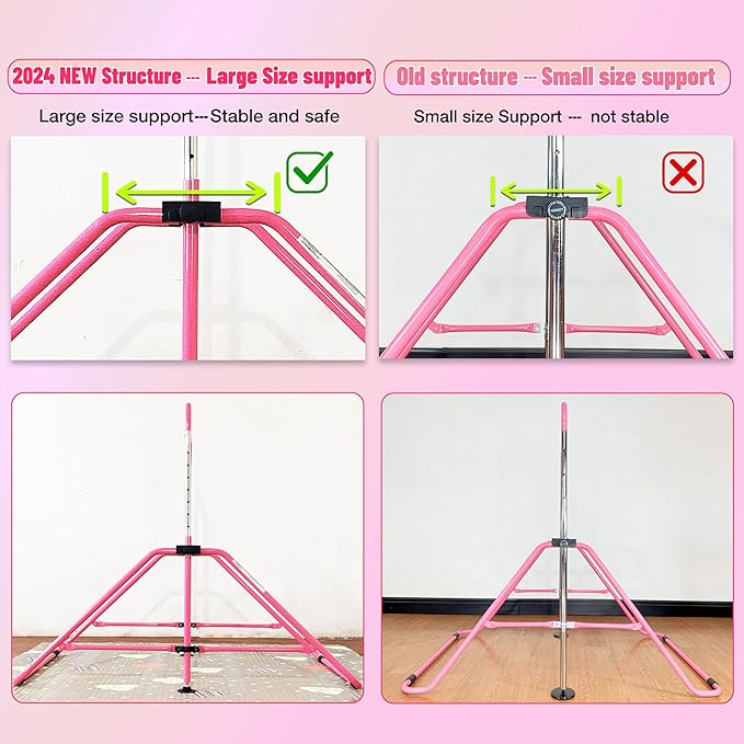 MARFULA Foldable Gymnastic Bar for Kids Ages 3-12, 9 Height Levels, 200 lbs Weight Capacity, 5 Ft Length Gymnastic Kip Bar with Mat, Gymnastic Equipment for Home and Gym Center Indoor Outdoor Use