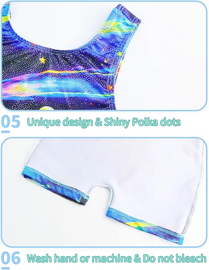 Nymphperi 2 Packs Gymnastics Leotard for Girls Sparkle Biketards with Shorts Kids Sleeveless Unitard One-Piece Dancewear