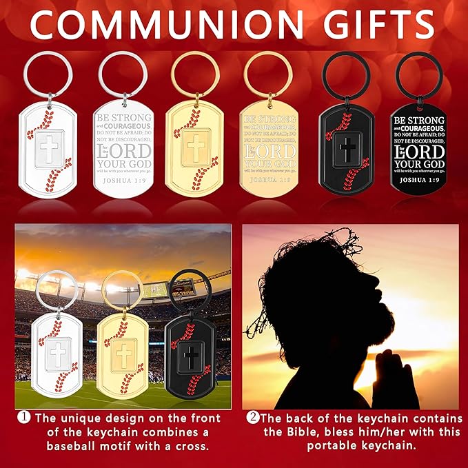 Stocking Stuffers- Football/Baseball/Soccer/Basketball Keychain for Men Baptism Confirmation Mens Gifts