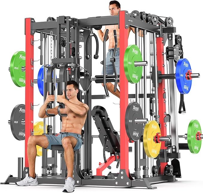 Smith Machine, Multi-Purpose Strength Power Cage with Cable Crossover System and More Training Accessories,Squat Rack Power Rack，Suitable for Home Gyms