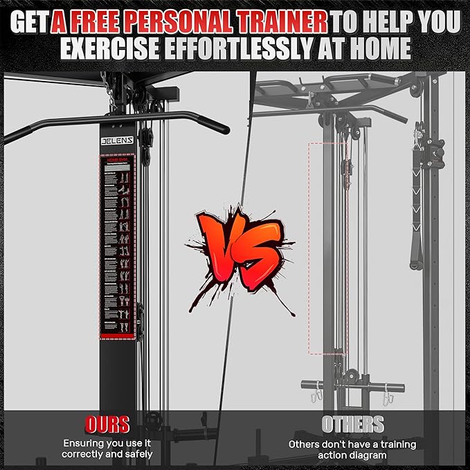 CC01 Fitness Cable Crossover Machine with High and Low Pulley System, Functional Trainer with with Pull Up Bars and Optional Bundle, Plate Loaded Pulley System for Home Gym Power Workout