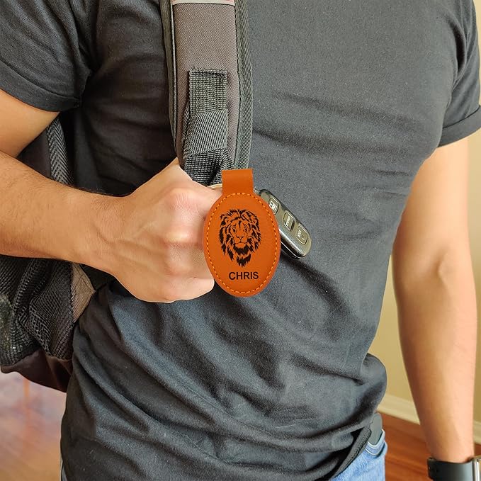 LaserGram Oval Keychain, Quad, Personalized Engraving Included (Orange)