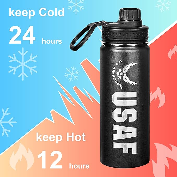 US Air Force 20oz Water Bottle | Double Wall Vacuum Insulated Stainless Steel | Disabled Vet Owned Business | USAF 20oz Water Bottle