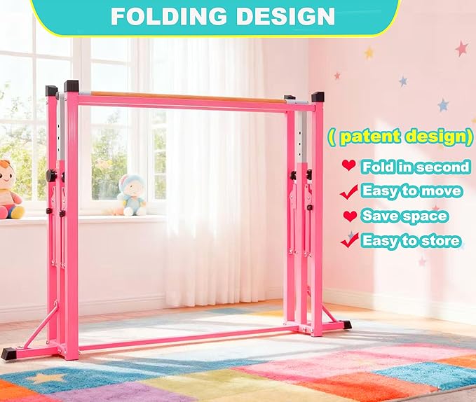 Marfula Gymnastic Bar For Kid and Teenage of 3-25, 5Ft/8 FT Base Length 4Ft Width 5Ft Adjust Height, Gymnastic Kip Bar For Gymnast, Gymnastic Training Equipment For Professional Training Home Club Use