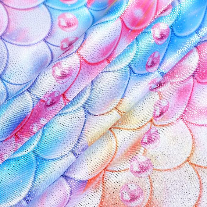 Leotards for Girls Gymnastics Toddler Dance Biketards Mermaid Unicorn Athletic Dance Wear Shiny Rainbow Blue Hotpink