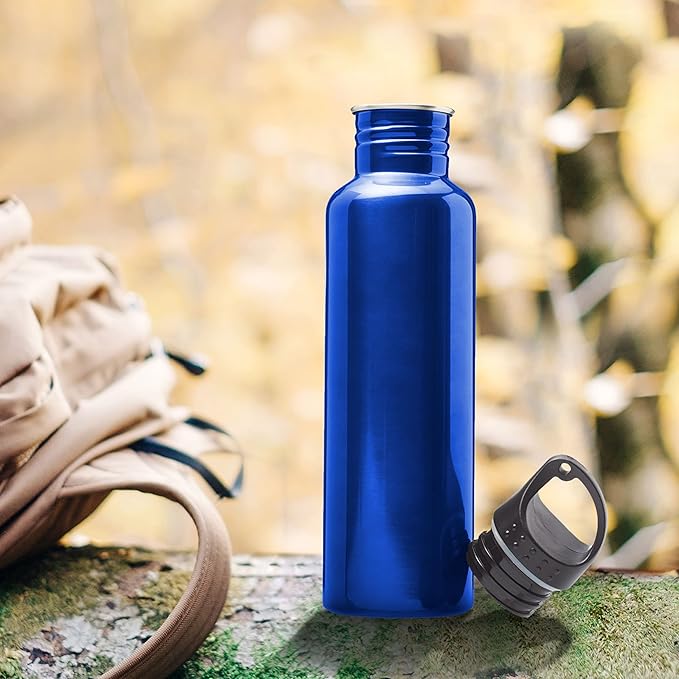 DISCOUNT PROMOS Stainless Steel Water Bottles 26 oz. Set of 10, Bulk Pack - Reusable, Leak Proof, Perfect for Gym, Hiking, Camping, Outdoor Sports - Met Blue