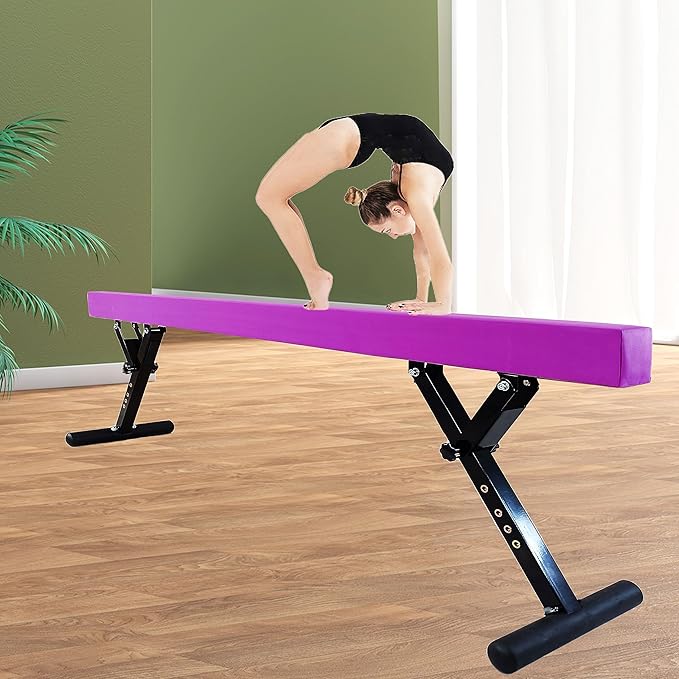 Adjustable Balance Beam for Kids, 8FT Gymnastics Beam with Anti-Slip Legs, High and Low Floor Beam for All Gymnastics Levels, Professional Gymnastic Equipment for Home, Gym Center