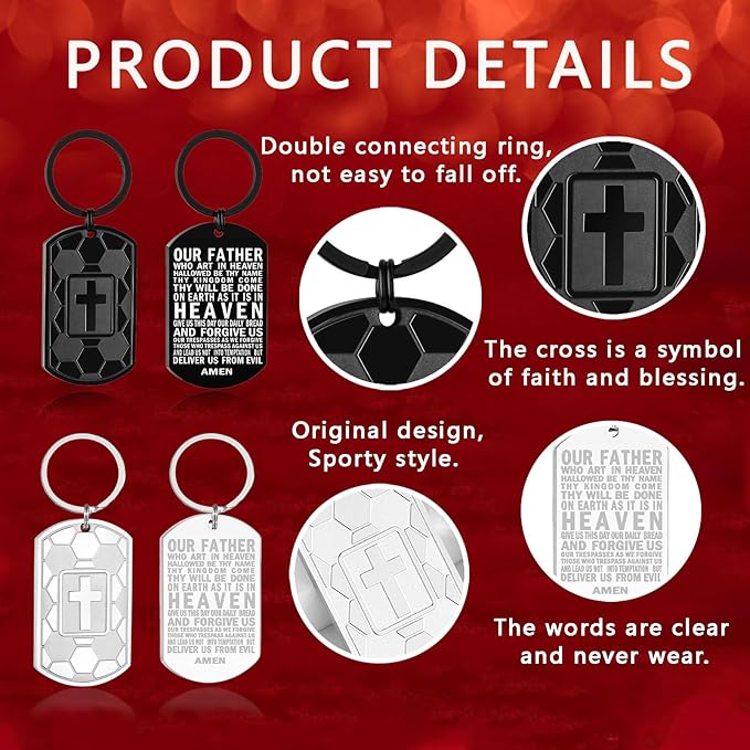 Stocking Stuffers- Football/Baseball/Soccer/Basketball Keychain for Men Baptism Confirmation Mens Gifts