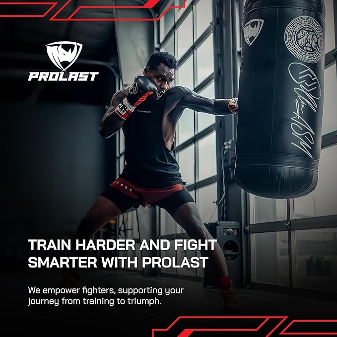 PROLAST 4 ft 80lb Heavy Boxing Punching Bag, Muay Thai, MMA, Strength Training Equipment, Hanging, Filled, Black