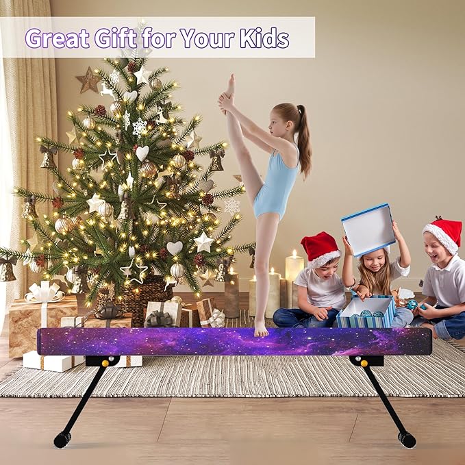 EL&IT·Wings 6FT/8FT Gymnastic Balance Beam for Kids, Adjustable Balance Beam with Leg, High and Low Level Floor Beam, Gymnastics Equipment for Home and Gym Center