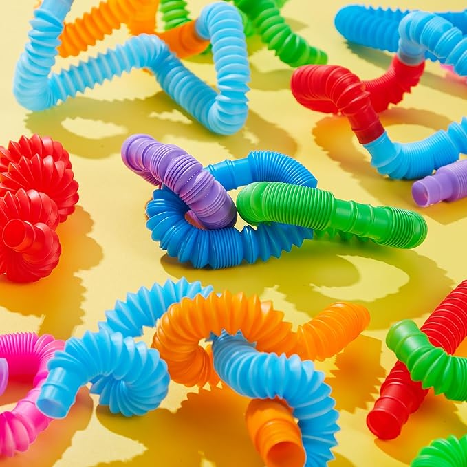 JOYIN 9 Pack Pop Tubes, Sensory Toys (Large) Fidget Toys Party Favors - 9 Colors, Creativity Learning & Fun for Toddler Kids - Perfect for Party, Goodie Bags Stuffers, Classroom School Reward