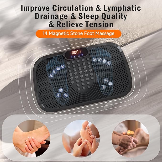 Vibration Plate Exercise Machine, Vibrating Plate for Lymphatic Drainage with 240 Adjustable Speeds, Full Body Vibration Plate Fitness Platform for Weight Loss, Bluetooth Music, Women and Men
