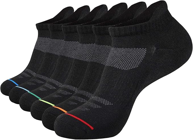 JOYNÉE Mens Ankle Athletic Low Cut Socks Running Sports Cushioned Sock for Men 6 Pack