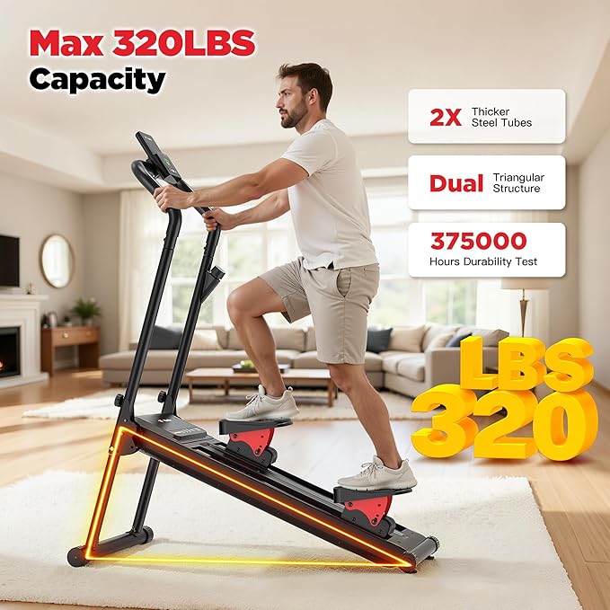Magnetic Stair Stepper for Home,Vertical Climber Adjustable Resistance Up to 77LBS,Folding Compact Cardio Stair Climber with 350LBS Weight Capacity,