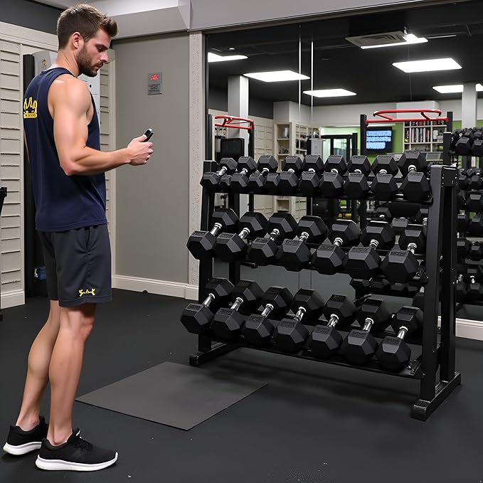 350/450/550 lbs Hex Weight Dumbbells Sets with Rack Rubber Encased Dumbbell Free Weights Set for Home Gym Weight Rack with Dumbbells Set
