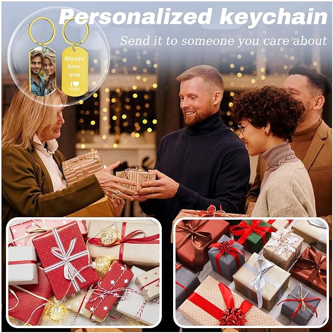 Hiyong Personalized Keychain Custom Photo Keyring Customized Gifts for Men Custom Keychain with Your Photo Logo or Text