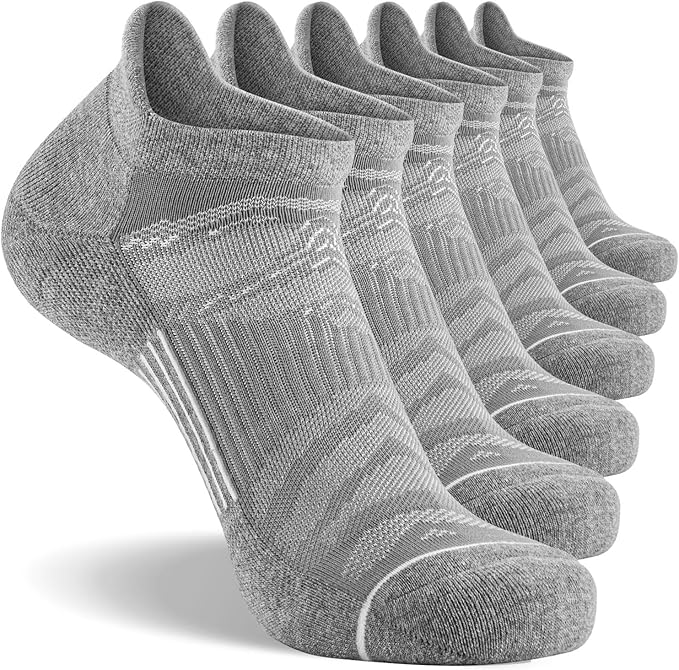 FITRELL Men's 6 Pack Ankle Running Socks Low Cut Cushioned Athletic Sports Socks 7-9/9-12/12-15