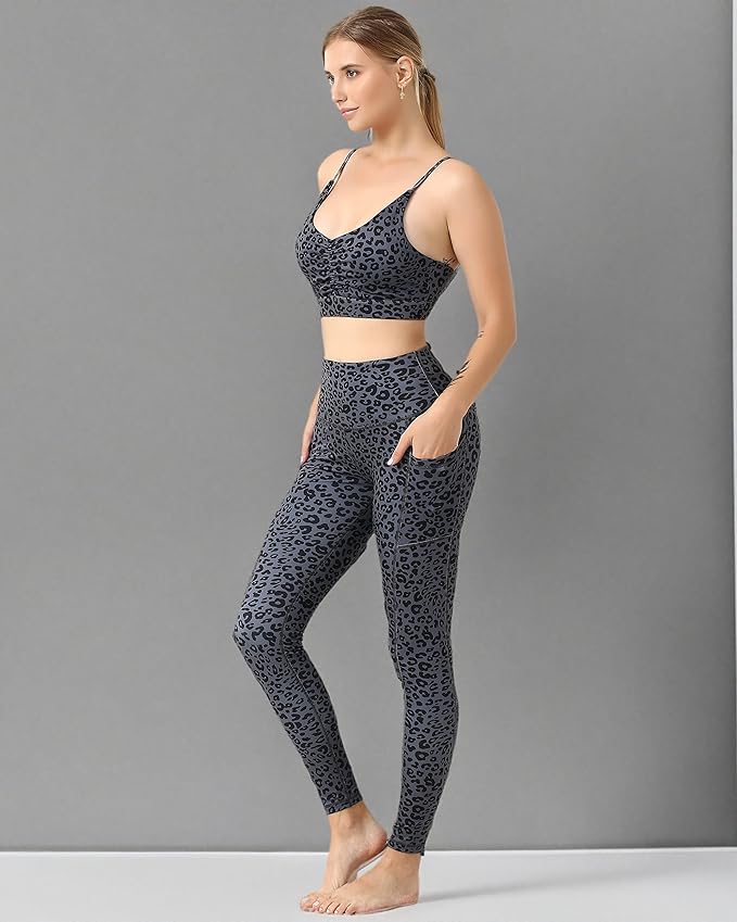 4 Pack Leggings with Pockets for Women,High Waist Tummy Control Workout Yoga Pants