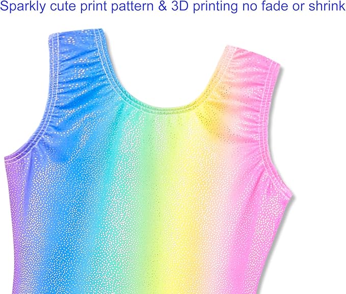 Domusgo Gymnastics Leotards for Girls Sparkly One-Piece Pro Kids Unitard Biketards with Shorts