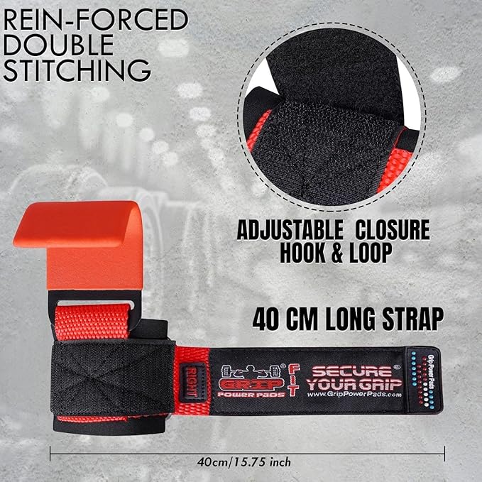 Premium Weight Lifting Hooks & Straps for Pull Ups & Deadlifts - Padded, Heavy Duty, Power Lifting Grips for Men & Women