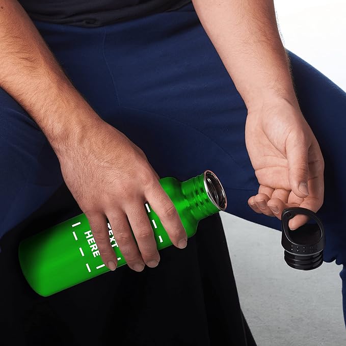 DISCOUNT PROMOS Custom Stainless Steel Water Bottles 26 oz. Set of 50, Personalized Bulk Pack - Reusable, Leak Proof, Perfect for Gym, Hiking, Camping, Outdoor Sports - Green