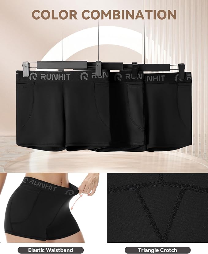 Runhit 3" Volleyball Shorts Womens 3 Pack Compression Shorts for Women Spandex Shorts Women Workout Athletic Yoga Gym
