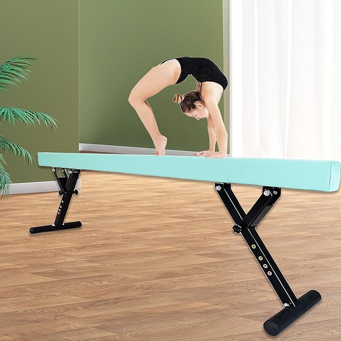 Adjustable Balance Beam for Kids, 8FT Gymnastics Beam with Anti-Slip Legs, High and Low Floor Beam for All Gymnastics Levels, Professional Gymnastic Equipment for Home, Gym Center