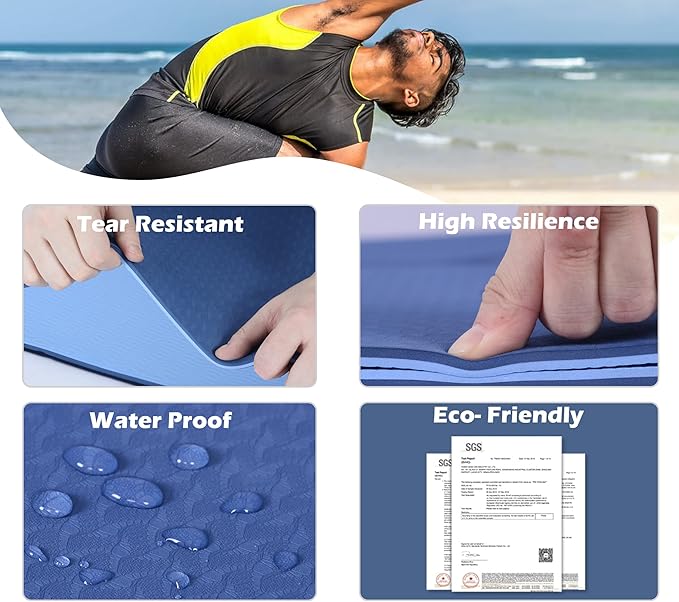 UMINEUX Yoga Mat Extra Thick 1/3'' & 2/5" Non Slip Yoga Mats for Women Eco Friendly TPE Fitness Exercise Mat with Carrying Sling & Storage Bag