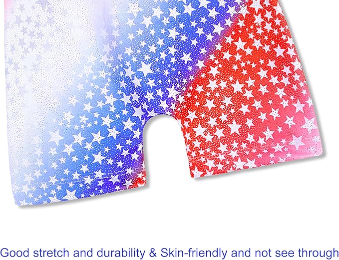 Domusgo Gymnastics Leotards for Girls Sparkly One-Piece Pro Kids Unitard Biketards with Shorts