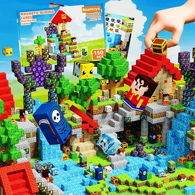150pcs Magnetic Blocks House and Trees, Magnetic Toys Games for Kids Ages, STEM Toys for Kids Ages 4-8