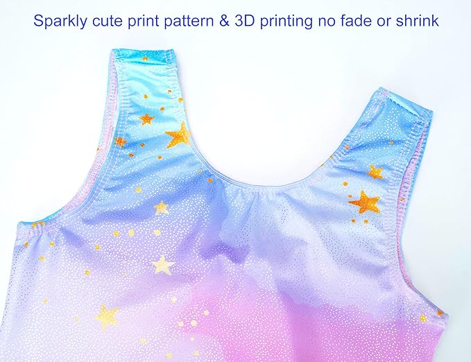 Domusgo Gymnastics Leotards for Girls Sparkly One-Piece Pro Kids Unitard Biketards with Shorts