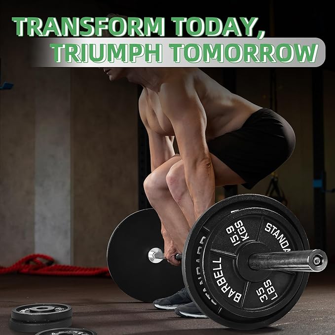 Fitvids 2-Inch Olympic Cast Iron Weight Plate for Strength Training & Weightlifting, Multiple Sizes