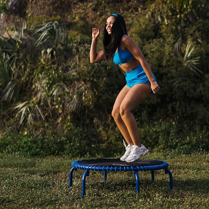 JumpSport 350 PRO Fitness Trampoline, Cardio Workout, No-Tip Arched Legs Home Gym Equipment, Adjustable Bungees & 60 Day Trial Video