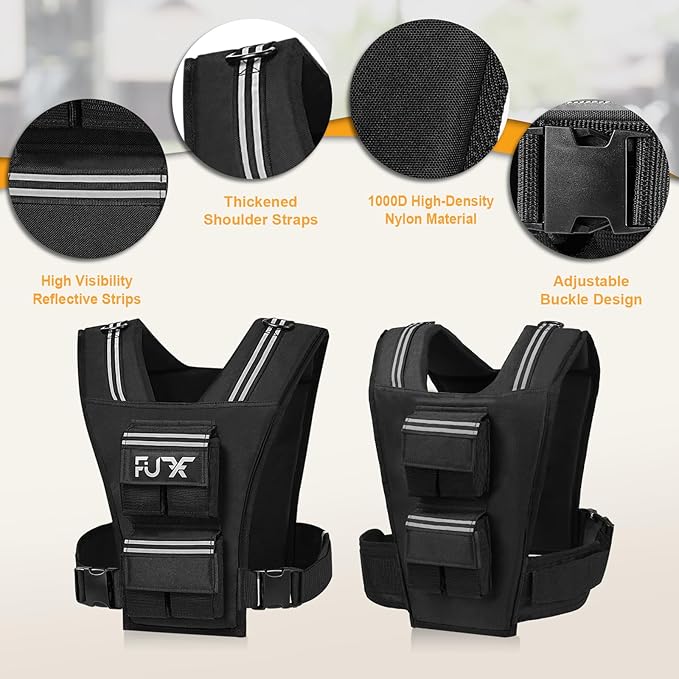 FUFF Adjustable Weighted Vest Men,20/30/40 LB Weight Vest for Strength Trainin, Workout Vest Woman with Removable Iron Weights for Walking, Rucking, Running, Exercise