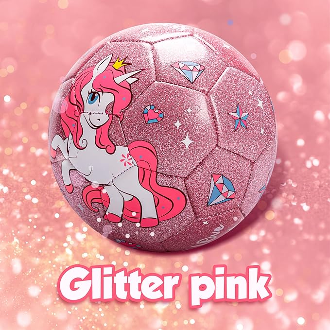 Soccer Ball Size 4 Size 3 Size 2 with Pump Deflated - Glitter Unicorn Dinosaur Toys for Toddler Kids - Sports & Outdoors Games - Christmas Stocking Stuffers Birthday Gifts for Boys Girls 1-3 3-8 8-12